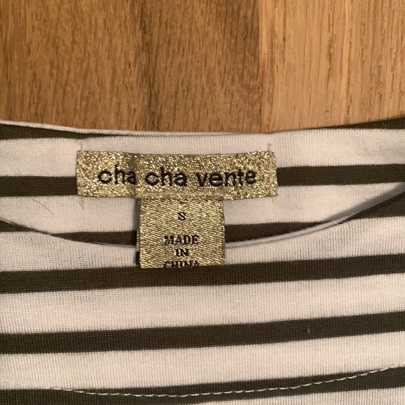 Cha cha vente Green/White Striped Crewneck 3/4 Length Sleeve Blouse Women’s S - Picture 2 of 8